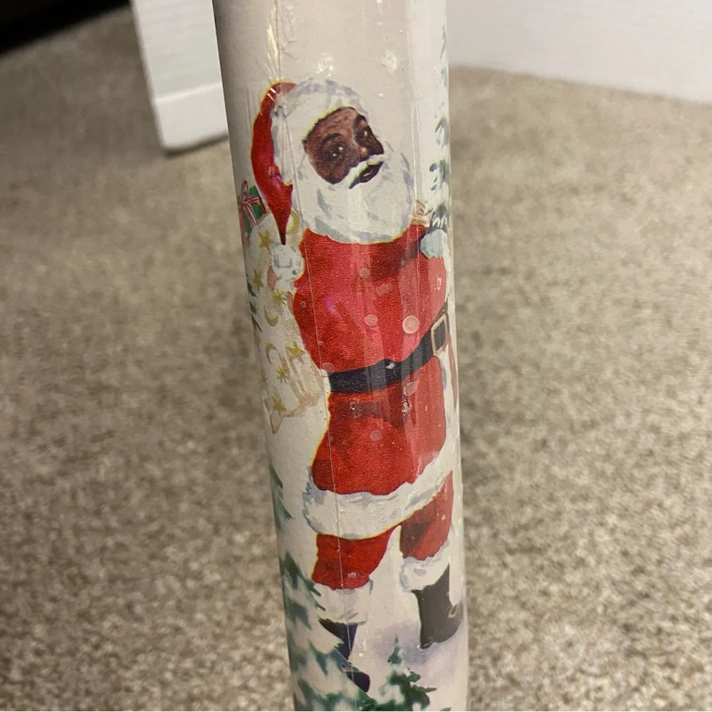 Vintage African‎ American Santa Claus Wrapping Paper 40sq ft, unopened.